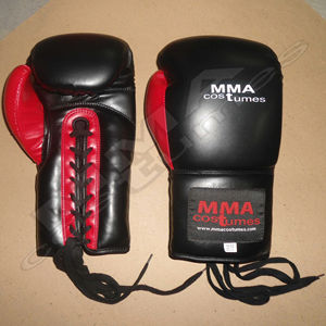 Guantes de Boxeo Profesionales de Cuero con Cordones, Ajuste Universal Personalizable para Entrenamiento y Sparring de Artes Marciales - Product Image 1