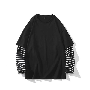 เสื้อยืดแขนยาวสีดำทรงโอเวอร์ไซส์ ยูนิเซ็กส์ ปี 2026 คอกลม ผ้าถัก 100% คอตตอน เป็นมิตรกับสิ่งแวดล้อม ระบายอากาศได้ดี - Product Image 1