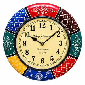 Handcrafted Wooden Painted Wall <b>Clock</b> | Colorful Traditional Decorative <b>Clock</b> for Home & Office - Product Image 3