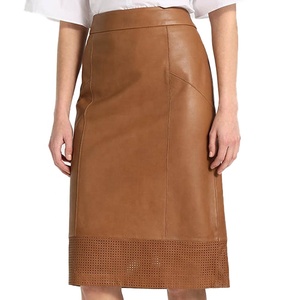 Jupes Femme Cuir Sexy-Soirée tenue club/Courtes-Cuir d'agneau Mode Couleur Marron Jupes en cuir pour femmes - Product Image 1