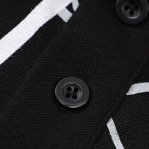 <b>Men's</b> <b>Black</b> Geometric Pattern Short Sleeve Polo Shirt Slim Fit Knitted Polyester Casual Wear - Product Image 5