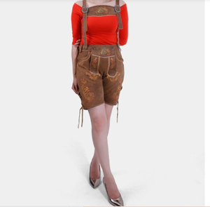 Women Trachten Lederhosen Traditional Bavarian Leather Shorts Oktoberfest Wear Lederhosen Damen Bavarian Style - Product Image 5