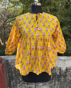 Tunique imprimée en coton pour femmes, mini-robe à col rond, confortable, décontractée, à porter au quotidien - Product Image 1