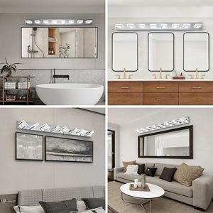 52\" Modern Chrome 8-<b>Light</b> LED <b>Vanity</b> <b>Light</b> Square Acrylic Lampshades Wall Mount Fixture <b>Mirror</b> Lighting for Bathroom - Product Image 4