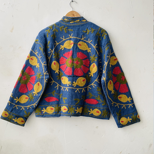 Chaqueta de algodón Suzani hecha a mano en India, chaqueta corta bordada a mano, abrigo unisex, chaqueta corta Suzani hecha a mano - Product Image 5