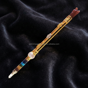 Varita de Masaje de Cobre con Piedras Preciosas Naturales Talladas, 7 Chakras, para Sanación y Meditación Feng Shui, Venta al Por Mayor - Product Image 3