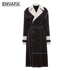 Custom Windbreaker Jacket New Contrast Sewing Belted <b>Trench</b> Coat Long Pocket Belt Warm <b>Trench</b> Coat Casual Outdoor Spring Coat - Product Image 1