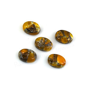 Cabujón de Citrino Natural de Mohave con Cobre, Ovalado de 10x14mm, de Fondo Plano, Pulido Brillante y Liso, Piedra Preciosa Suelta para Fabricación de Joyas y Colgantes - Product Image 6