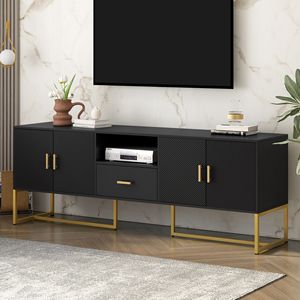 U-Can moderno supporto TV per TV fino a 70 pollici 1 cassetto con dispositivo Anti-punta 2 armadi metallo gambe eleganti mobili da soggiorno - Product Image 1