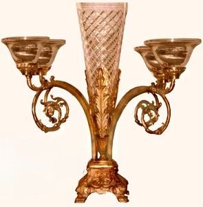 Ornate Brass <b>Candelabra</b> Fancy Durable Home Centerpiece - Product Image 3