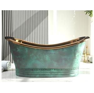 อ่างอาบน้ำทองแดงแบบลอยตัวสีเขียวพาติน่าสุดหรู งานแฮนด์เมด ดีไซน์โบราณ ทนทาน เป็นมิตรกับสิ่งแวดล้อม รูปทรงวงรี สวยงาม เหมาะสำหรับโรงแรม - Product Image 2