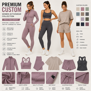 Premium Custom Women's Activewear Set 2-Piece Long Sleeve <b>Jacket</b> & Leggings Breathable Stretch Quick Dry Striped Yoga Gym Wear - Product Image 1