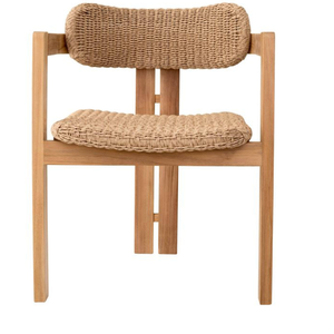 Silla de exterior con estructura de madera de teca, impermeable, con mimbre de cuerda, para decoración de muebles de hogar y jardín. - Product Image 2