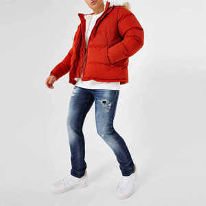 Custom Logo High Quality <b>Men</b> Red Winter Jacket Warm Puffer Parka Faux <b>Fur</b> <b>Hooded</b> Windproof Quilted <b>Coat</b> Wholesale Outerwear - Product Image 3