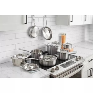 Wholesale Commercial Kitchen Cooking <b>Pans</b> and Pots Set Triply Stainless Steel Cookware Set Mirror Polished <b>Induction</b> Use Set - Product Image 3