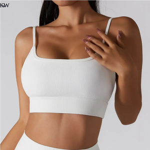 Custom Logo Women's Lightweight High Support U <b>Neck</b> Racerback Yoga Sports Bra with Removable <b>Pads</b> OEM - Product Image 3