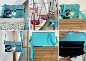 Bolso de Mano de Cuero Vacuno Repujado a Mano de Alta Calidad, Estilo Vintage, Elegante, Mini Bolso de Diseño para Mujer, Marca March Expo Western - Product Image 3