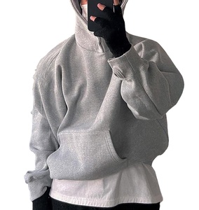 Compre nueva Sudadera con capucha de alta calidad hecha a medida 500 Gsm con logotipo personalizado con botón Fitness Men Finger Hole Pullover Hoodie 2025 - Product Image 4