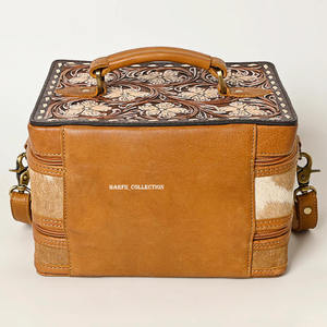 Bolso de mano de cuero con estampado floral para mujer, con compartimentos con cremallera, asa superior y correa ajustable para viajes y uso diario. - Product Image 2