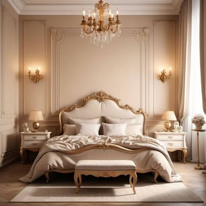 Luxury French Style Bedroom <b>Set</b> King Size Hand Made Wood Furniture with Gold Accents Traditional Antique Design Bedroom <b>Set</b> - Product Image 2