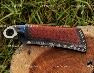 UA Supplies Couteau artisanal en acier inoxydable à lame profilée avec trou pour le pouce, 7,5 pouces, qualité industrielle, manche en bois Pakka, OEM - Product Image 5
