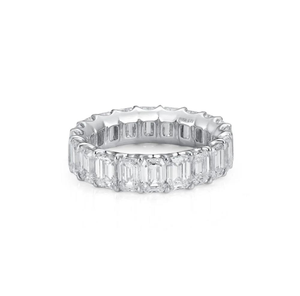Anillo de Eternidad de Lujo con Corte Esmeralda, Oro Blanco, Completamente Adornado con Diamantes, Joyería para Aniversario de Bodas, Elegante Regalo - Product Image 2