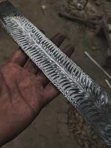 Material de Barra de Acero Damasco Mosaico Forjado a Mano, con Diseño de Pluma de Fuego, 0.5mm de Grosor, 193mm de Longitud Total, para Fabricación de Cuchillos Personalizados - Product Image 3