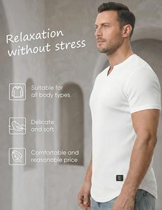 Camiseta Henley de Cuello Redondo para Hombre, Manga Larga, Talla Grande, 100% Algodón Tejido, Transpirable, Ecológica, de Secado Rápido, Color Sólido Informal - Product Image 3