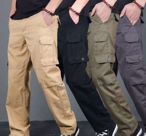Men's Cargo Pants Casual Multi Pockets <b>Large</b> Size Autumn High Waist Straight 100% Cotton <b>Canvas</b> Pants - Product Image 4