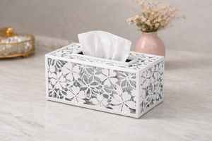 Caja de pañuelos de madera tallada a mano de lujo, diseño floral, portapañuelos decorativo - Product Image 6