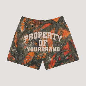 Factory Manufacture Custom Real Tree Print Mesh Shorts Double <b>Layer</b> 5 Inches Inseam Polyester Summer Mesh Shorts For Men - Product Image 5