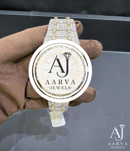 Reloj Mecánico Iced Out con Moissanita, Correa de 20mm, Cristal de Zafiro, Esfera de Acero Inoxidable Bicolor, Estilo Vintage Hip Hop Analógico - Product Image 1