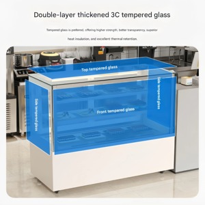 Vitrina Refrigerada Comercial para Pasteles, Vitrina Curva de Vidrio para Panadería con Luces LED - Product Image 6