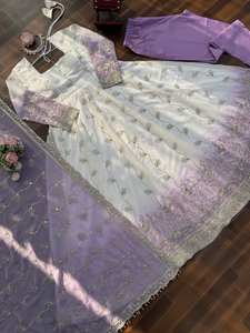 Ensemble Kurti Anarkali Sharara et Dupatta en Faux Georgette Brodé de Paillettes – Nouvelle Collection - Product Image 6