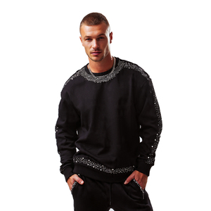 OEM <b>Rhinestone</b> Sweat Shirts Men's Long Sleeve Crew Neck <b>Rhinestone</b> Sweatshirts <b>Tops</b> Men Winter Street <b>Rhinestone</b> <b>Tops</b> - Product Image 3