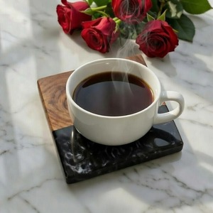 Classic Wooden Resin <b>Tea</b> & Coffee Cup Coasters Handmade Lightweight Decorative for Home Office Hotel Use - Product Image 5
