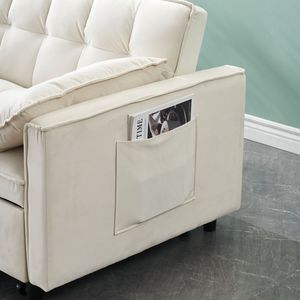Divano Letto Moderno in Velluto con Funzione Estraibile, Divanetto Casual con Cuscini e Tasche per Arredamento Soggiorno, Set da 3 Pezzi - Product Image 2