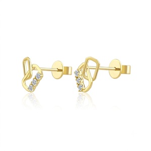 ต่างหูเพชรทรงเรขาคณิตแบบมินิมอล ดีไซน์เชื่อมต่อกัน ทำจากทองคำขาว 14K ประดับเพชรเลี้ยงในห้องปฏิบัติการ เหมาะสำหรับใส่ทุกวัน เครื่องประดับคุณภาพสูง - Product Image 2