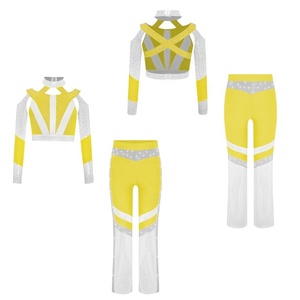 Conjunto de Top Corto y Pantalones Acampanados para Niñas de 6 a 16 Años, Traje de Danza Acrobática para Clases de Gimnasia Rítmica y Patinaje Artístico - Product Image 5