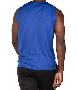 Camiseta Deportiva sin Mangas para Hombre, Azul, Transpirable, de Poliéster, Cuello Redondo, Secado Rápido, Color Sólido, Informal, Estilo Musculoso - Product Image 2
