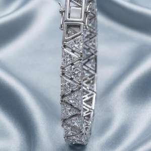 Bracelet à maillons taillés en triangle en argent sterling 925 avec diamants Moissanite VVS, style Hip Hop, fermoirs à boîte ouverte - Product Image 3