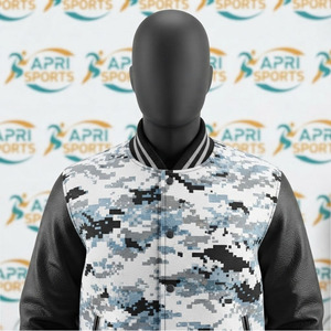 เสื้อแจ็คเก็ตวาร์ซิตี้สไตล์เบสบอลสำหรับผู้ชายและเด็กผู้ชาย ผลิตจากโรงงาน พร้อมแขนเสื้อหนัง PU - Product Image 5