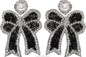 Boucles d'oreilles pendantes multicolores élégantes et stylées, ornées de perles et de nœuds, taille personnalisée, pour soirée, vente en gros - Product Image 4