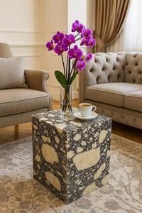 Table d'appoint en marbre naturel de luxe, table basse moderne en pierre pour salon, décoration d'hôtel, table d'appoint en marbre massif - Product Image 3