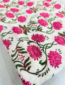 Tissu en voile 100% coton pur imprimé à la main JaipurblockprintArt, écologique, lavable, 1 mètre (39x42 pouces), usage traditionnel - Product Image 2