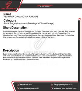 คีมจับเยื่อบุตาเฟชท์เนอร์ เครื่องมือผ่าตัดสแตนเลสสตีล คีมจับสำหรับจักษุแพทย์ที่มีความแม่นยำสูง คีมจับสำหรับดวงตาที่ละเอียดอ่อน - Product Image 5