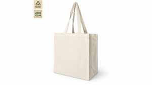 Bolsa de Compras de Lona de Algodón Off-White de 280 GSM, 38x42x20 cm, Asa Única, Reutilizable, con Refuerzo, Logotipo Personalizado, Venta al Por Mayor, OEM, ODM, B2B - Product Image 2