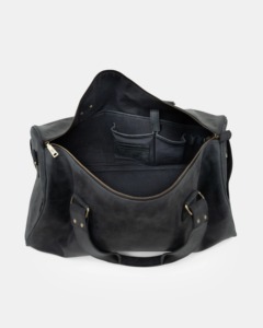 Sac de voyage week-end vintage pour homme en cuir véritable gris foncé, résistant à l'eau, grand format, écologique, idéal pour la gym - Product Image 3