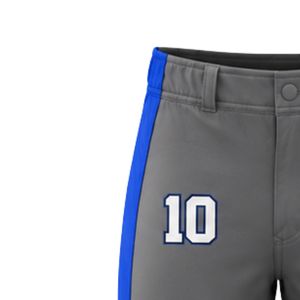 Pantalon de baseball gris bleu roi avec le numéro 10 et logo aigle brodé, coupe ajustée, tissu respirant, vêtements de sport performants - Product Image 2