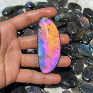 Wholesale Natural High Quality Multi Color Fire Spectrolite Labradorite Loose Gemstone Pear Rectangle Oval Cabochon Flat Back - Product Image 1